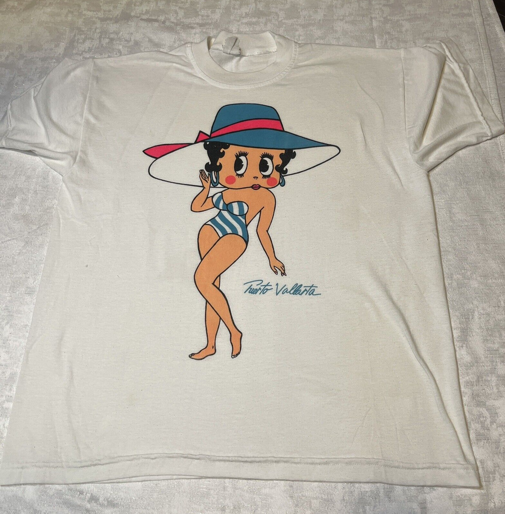 Vintage 80s 90s Betty Boop Puerto vallarta mx Fabric White